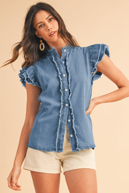 Ashleigh Blue Frayed Denim Top