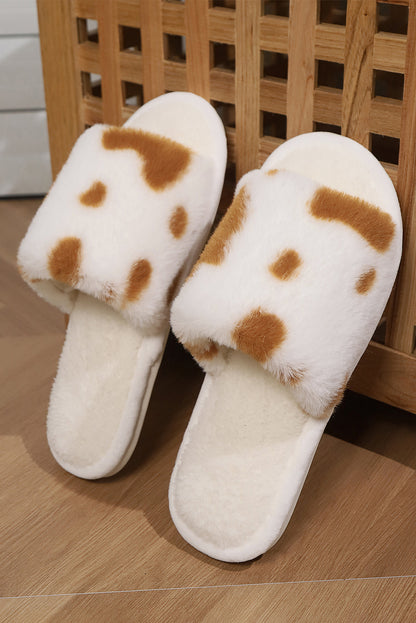 Fuzzy Cow Spots Winter Home Slippers