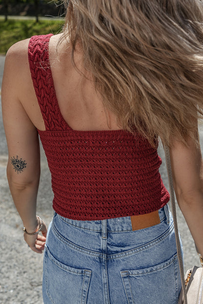 Burgundy Cable Knit Pointelle Camisole