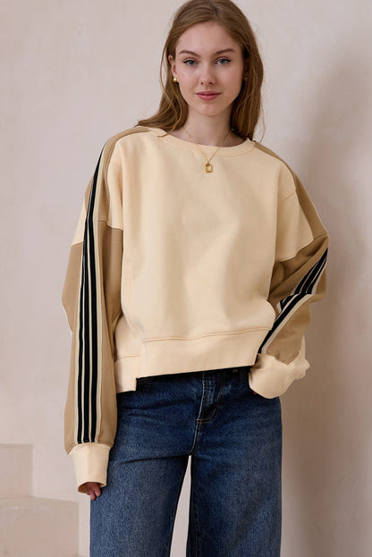 Beige Striped Sweatshirt