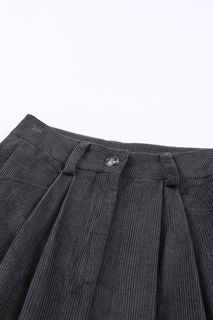 Grey Corduroy Wide Leg Pants