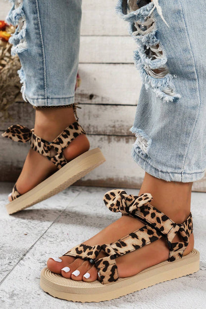 Leopard Pattern Thick Sole Sandals