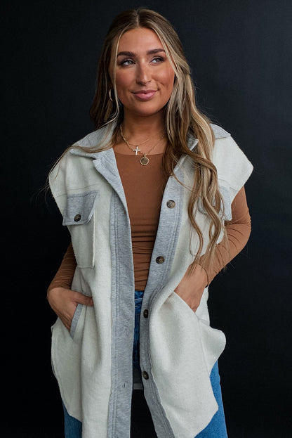 Light Grey Patchwork Jacket Vest