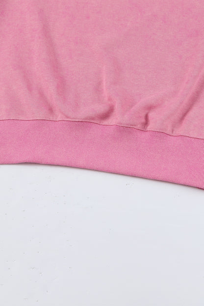 Pink Plain Oversized Sweatshirt