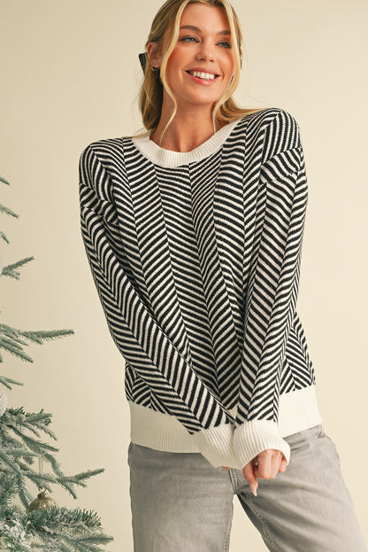 Black Contrast Edge Sweater