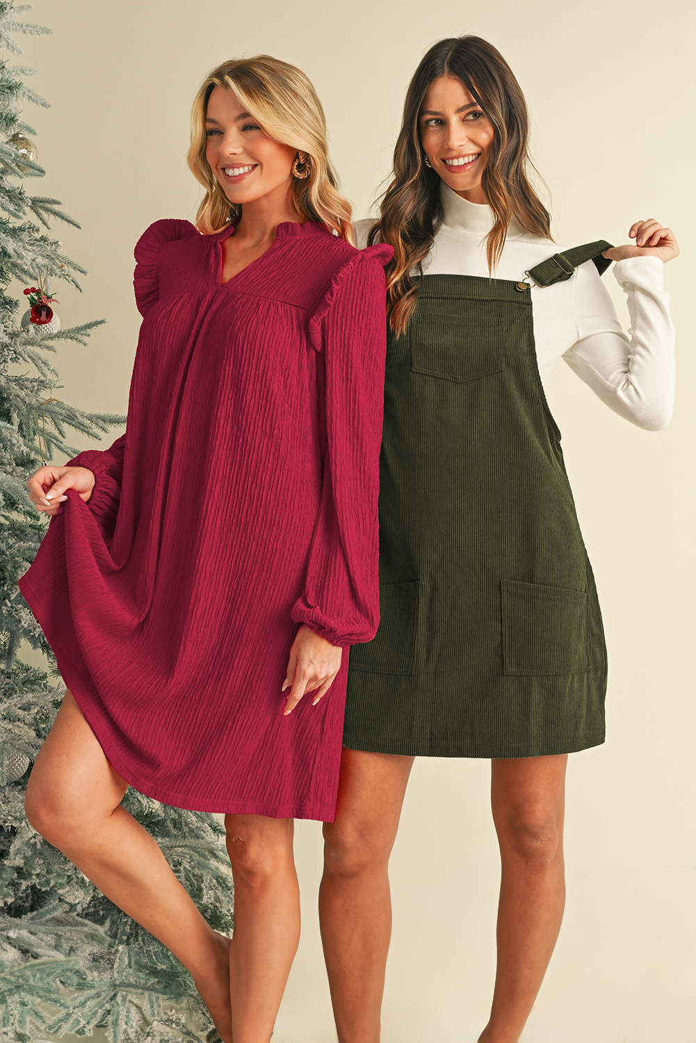 Vineyard Green Corduroy Overall Dress