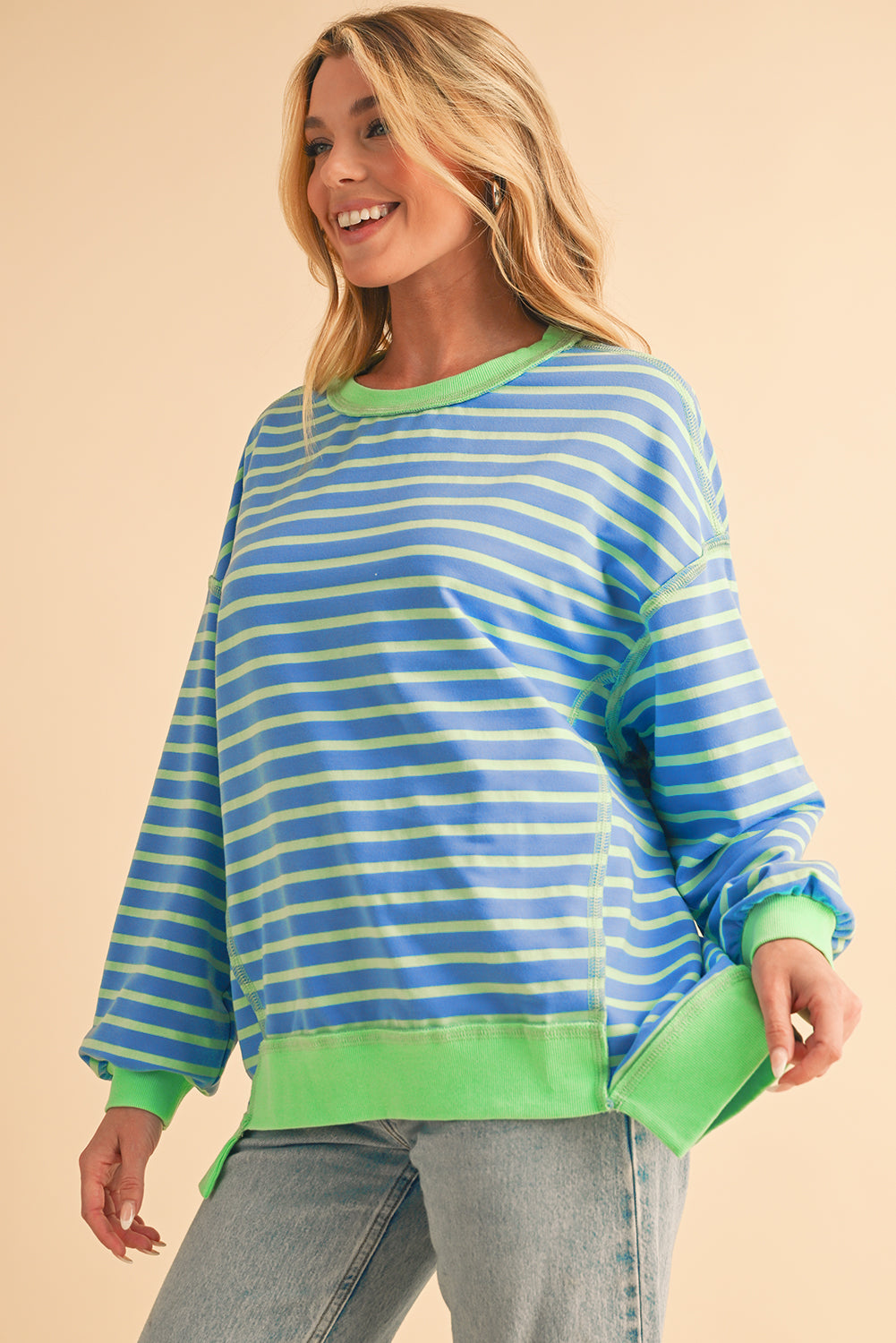 Sky Blue Striped Sweatshirt