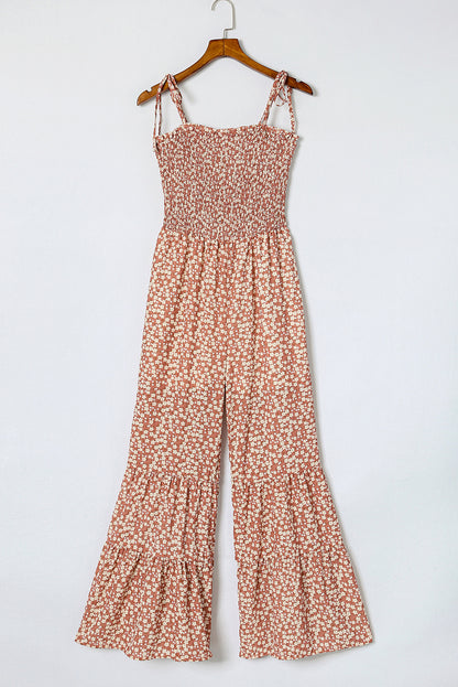 Peach Floral Print Jumpsuit