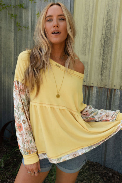 Yellow Floral Babydoll Blouse