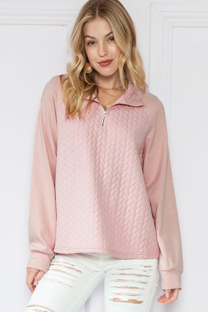 Pink Quilted Sweatshirt