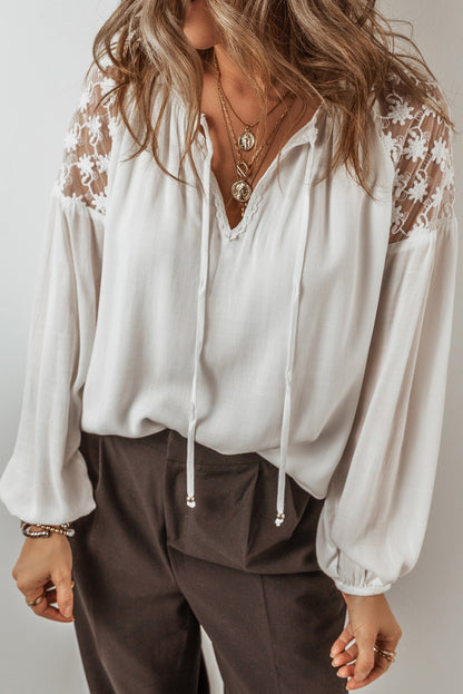 White Floral Lace Blouse