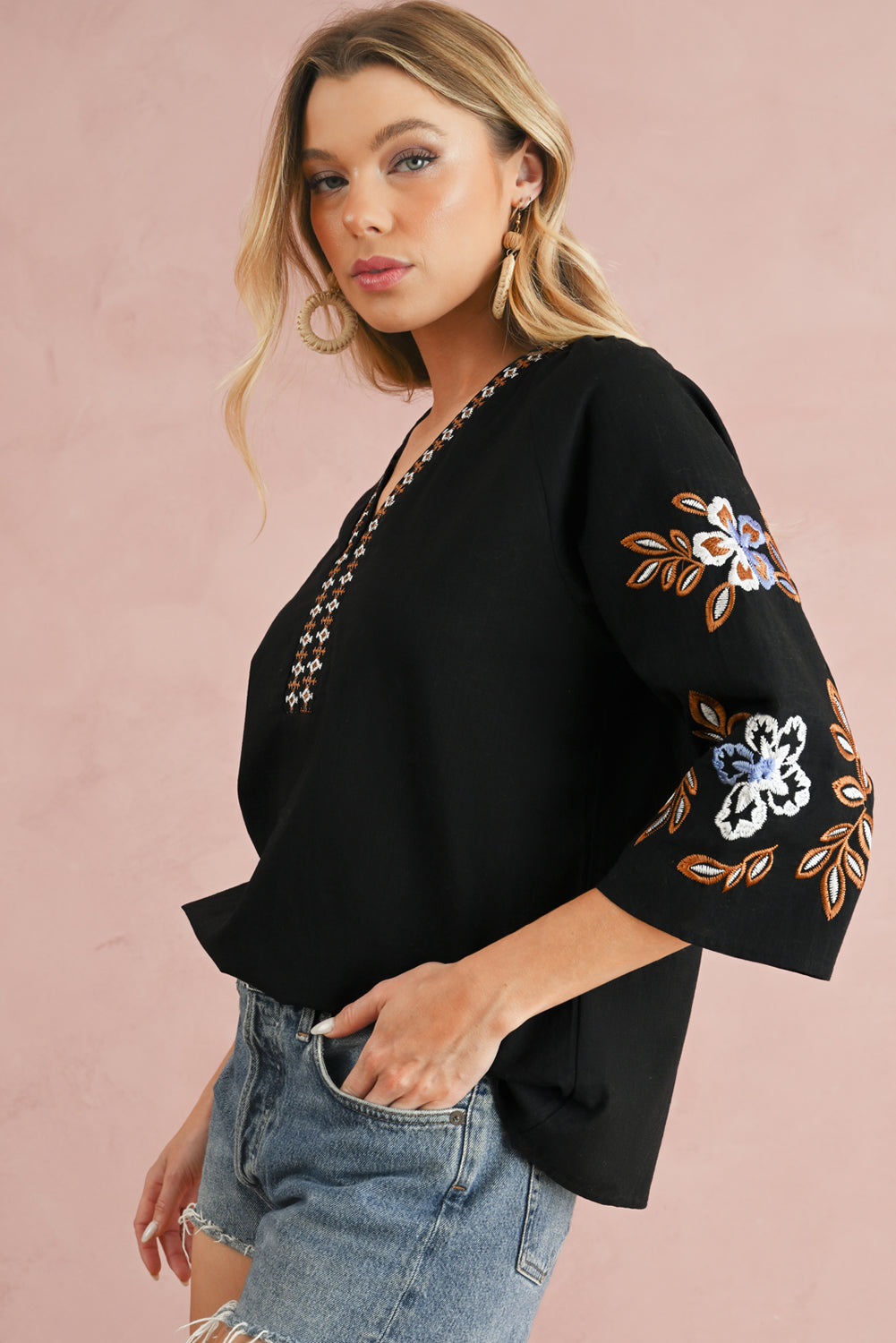 Black Floral Blouse