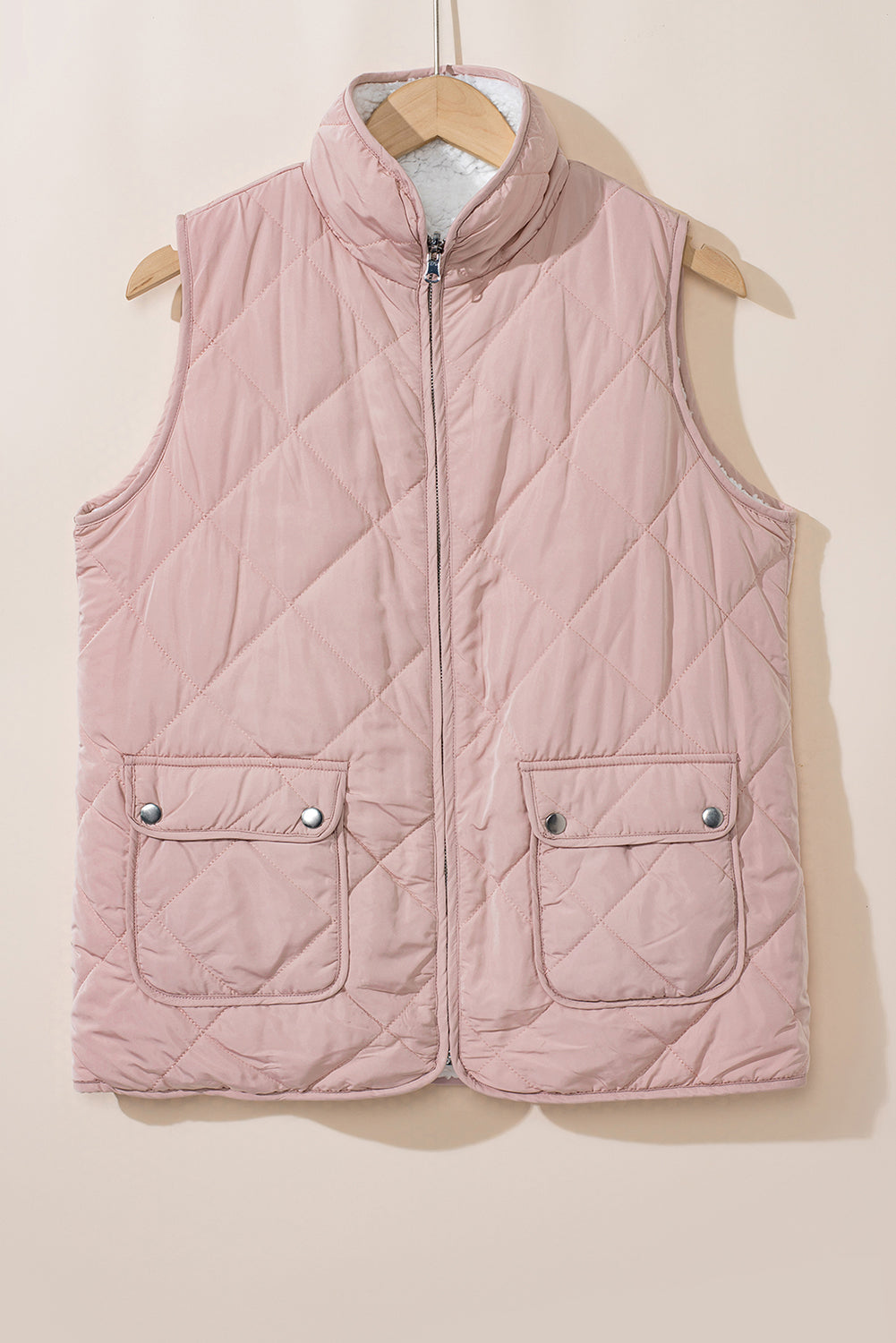 Zip Up Fleece Lined Quilted Vest Coat