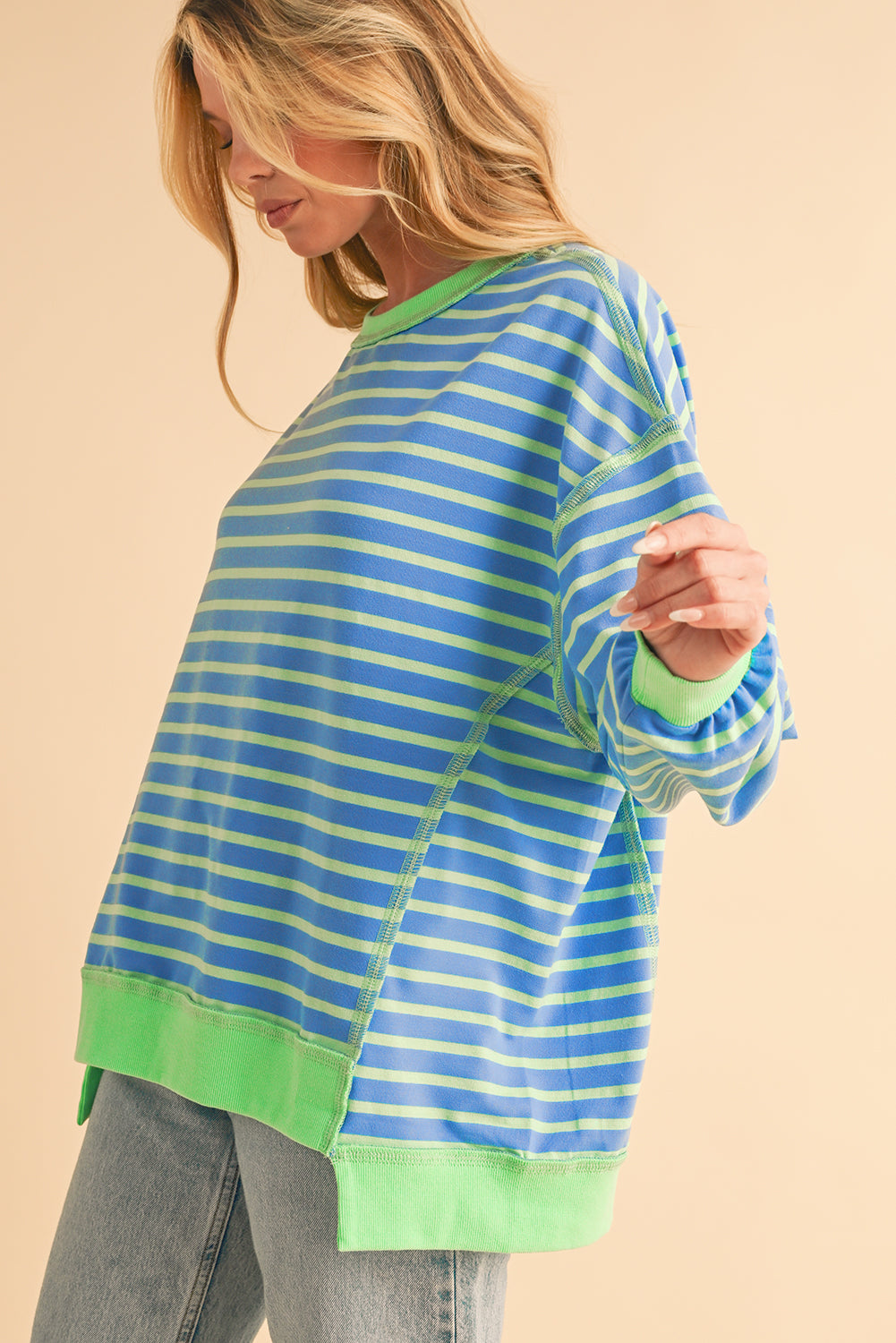 Sky Blue Striped Sweatshirt