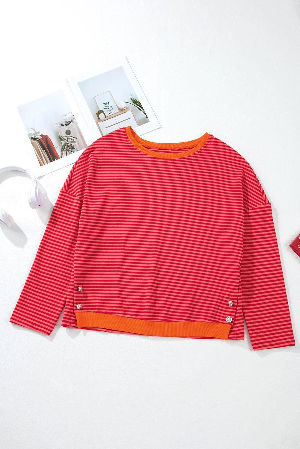 Tomato Red Striped Top