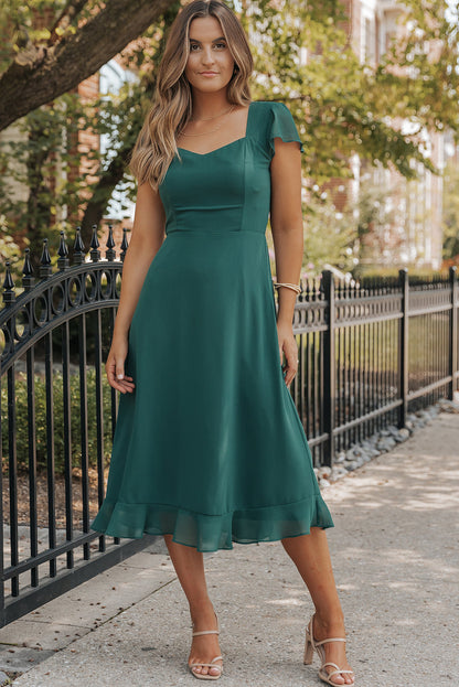 Sea Green Open Back Midi Dress