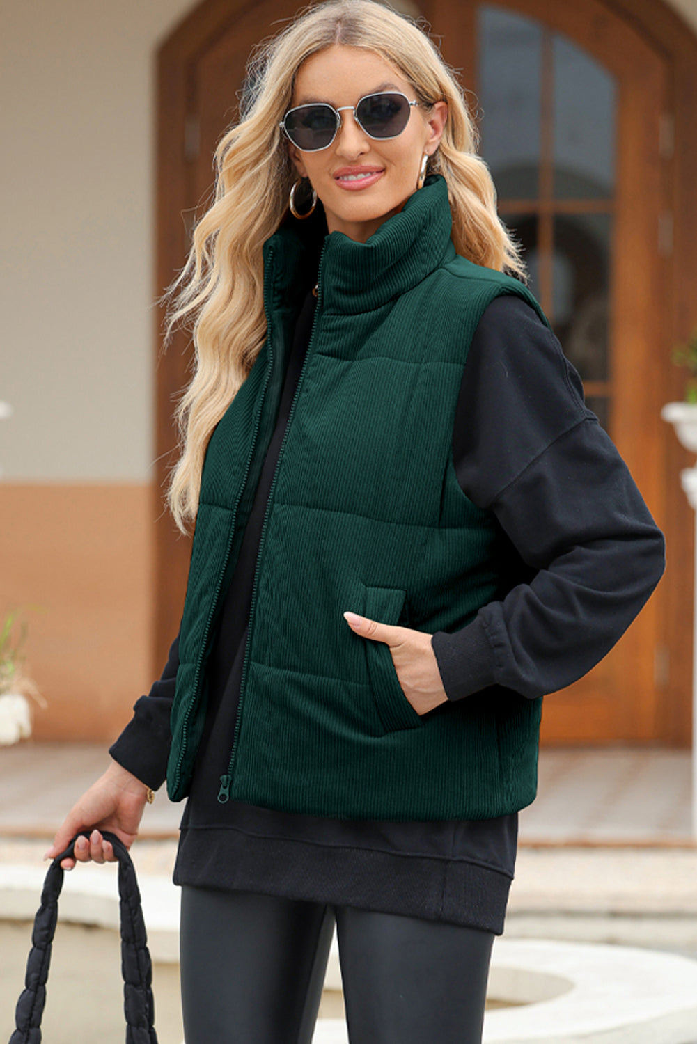 Jungle Green Corduroy Vest Coat