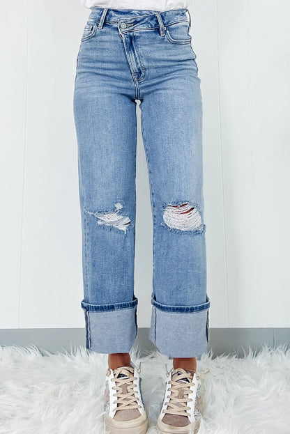 Dusk Blue Ripped Jeans