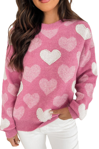 Pearl Heart Valentines Crew Neck Sweater