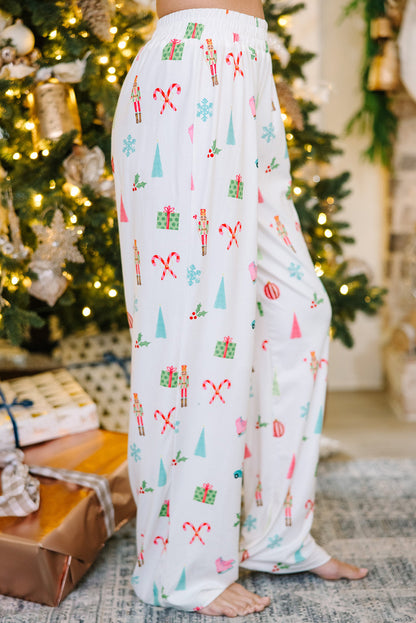 White Christmas Print Pajama Set