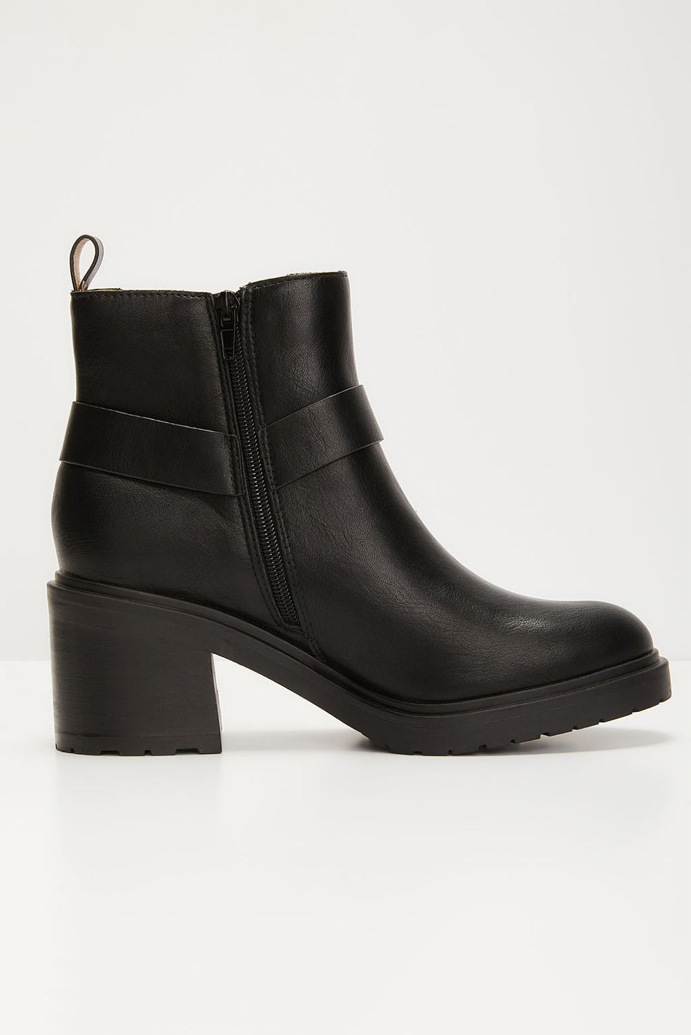 Black Faux Leather Ankle Boots