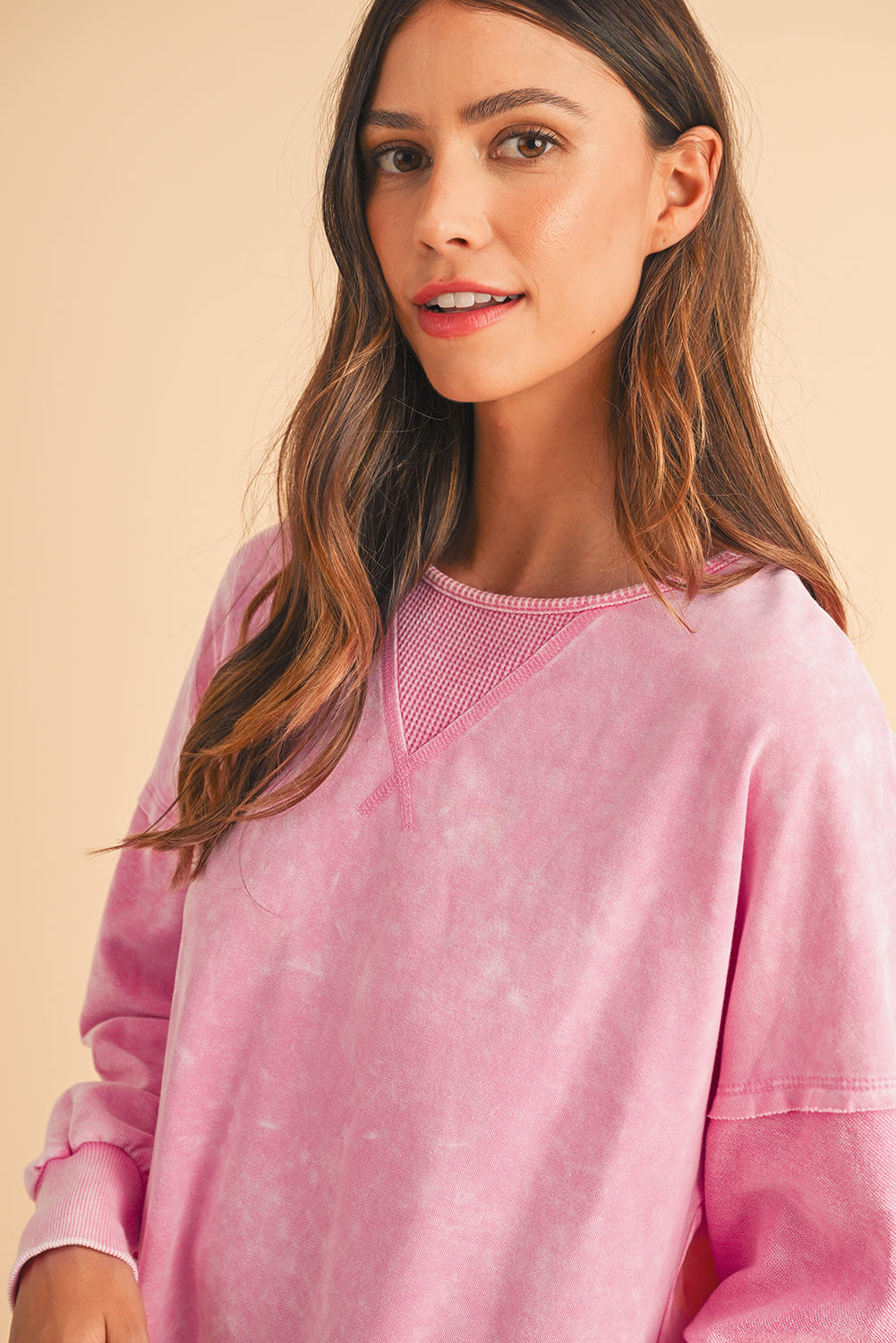 Strawberry Pink Mineral Wash Oversized Sweatshirt