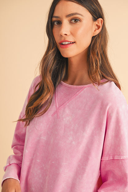 Strawberry Pink Mineral Wash Oversized Sweatshirt