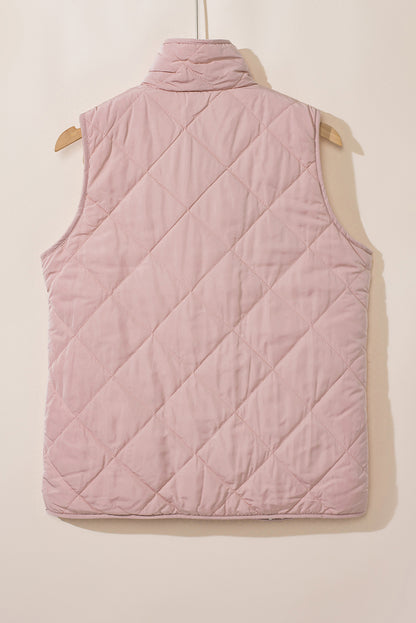 Zip Up Fleece Lined Quilted Vest Coat