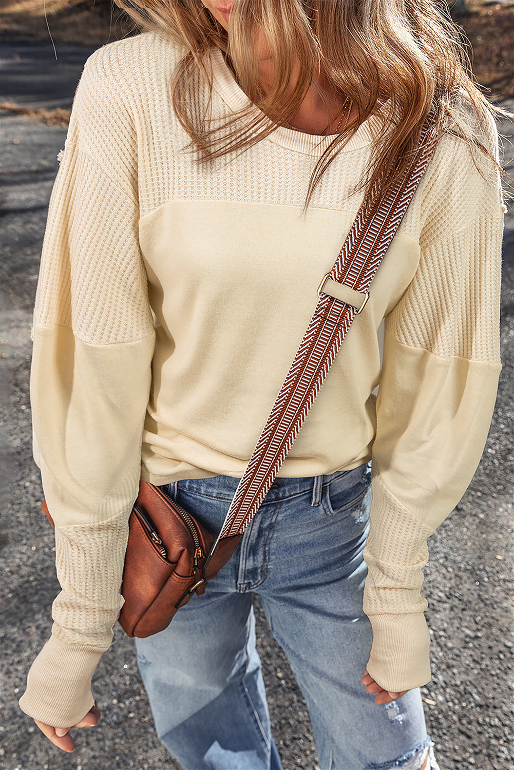 Beige Long Sleeve Top