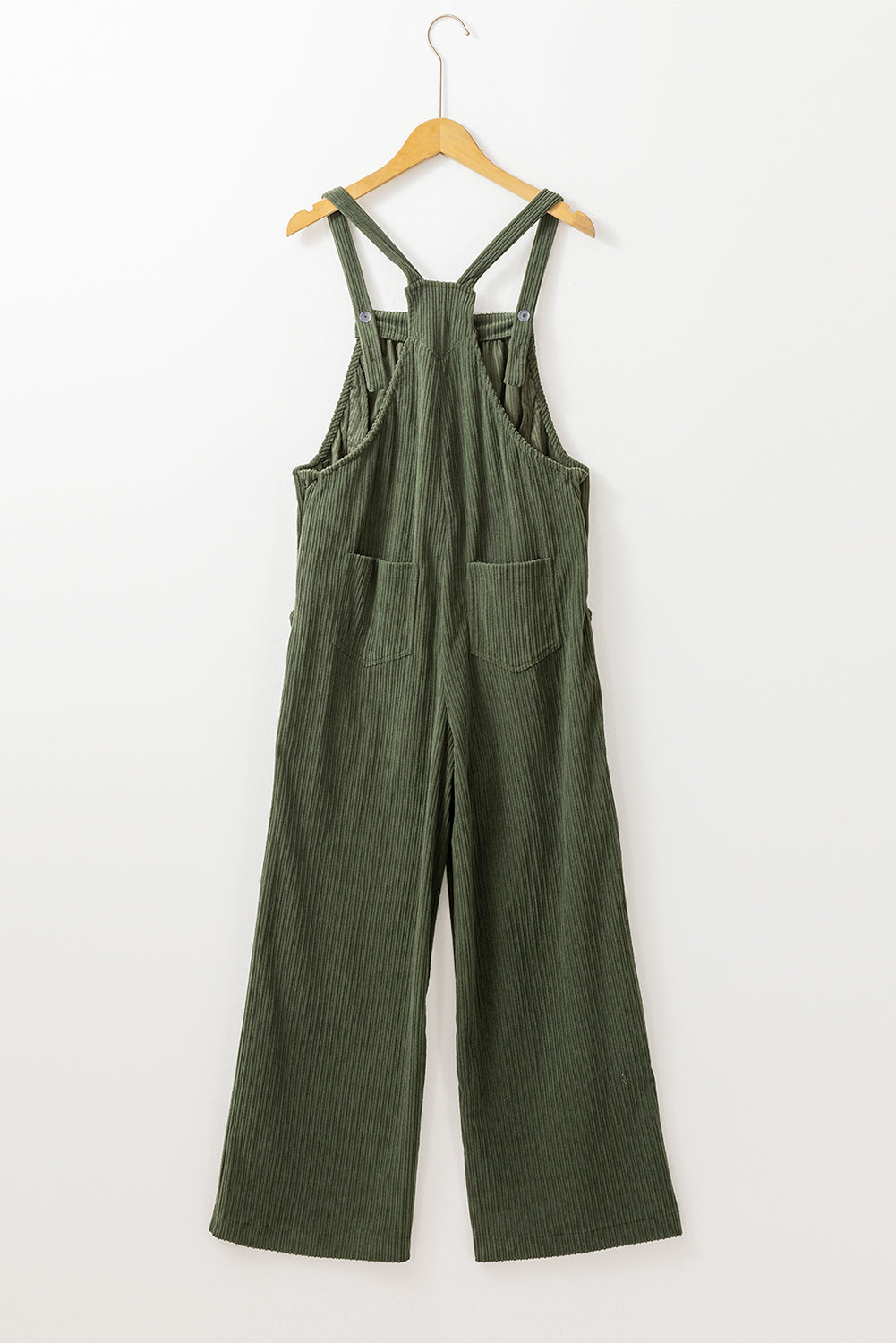 Jungle Green Loose Fit Corduroy Overalls