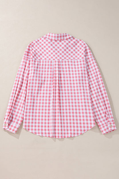 Pink Gingham Print Shirt