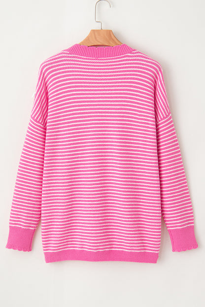 Pink Striped Knitted Sweater