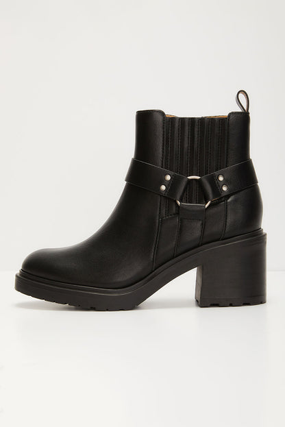 Black Faux Leather Ankle Boots