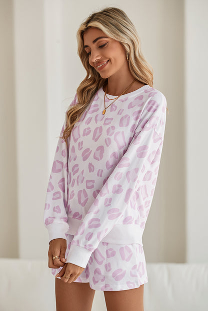 Pink Leopard Print Pajama Set