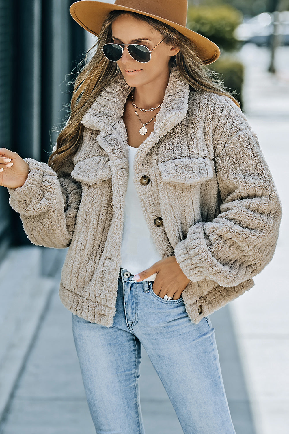 Khaki Plush Jacket