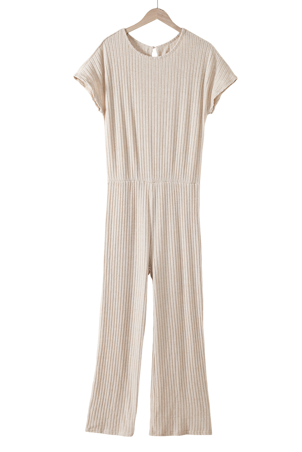 Ribbed Short Sleeve Wide Leg Jumpsuit