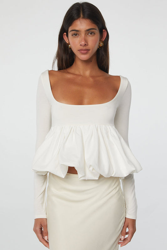 White Scoop Neck Top