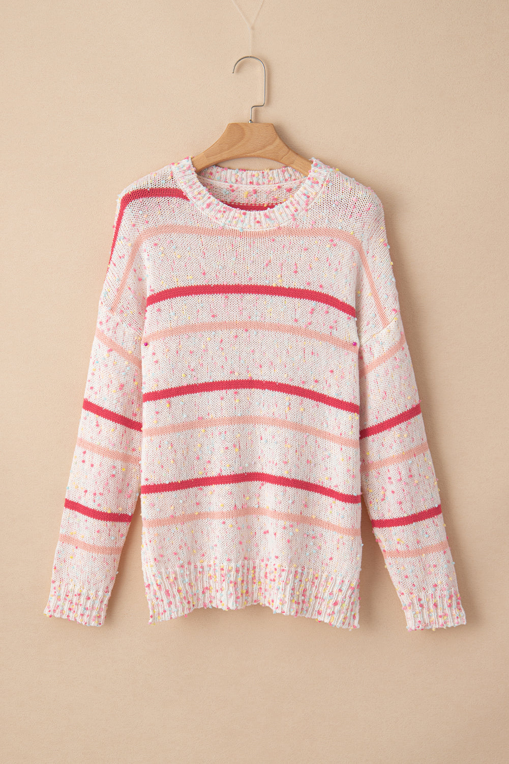 Pink Striped Knit Sweater