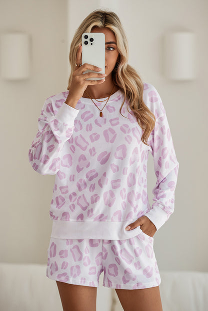 Pink Leopard Print Pajama Set