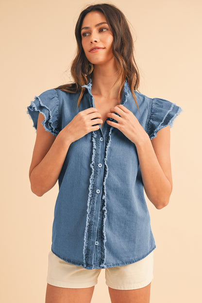 Ashleigh Blue Frayed Denim Top