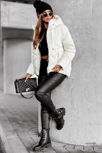 White Quilted Puffer Coat