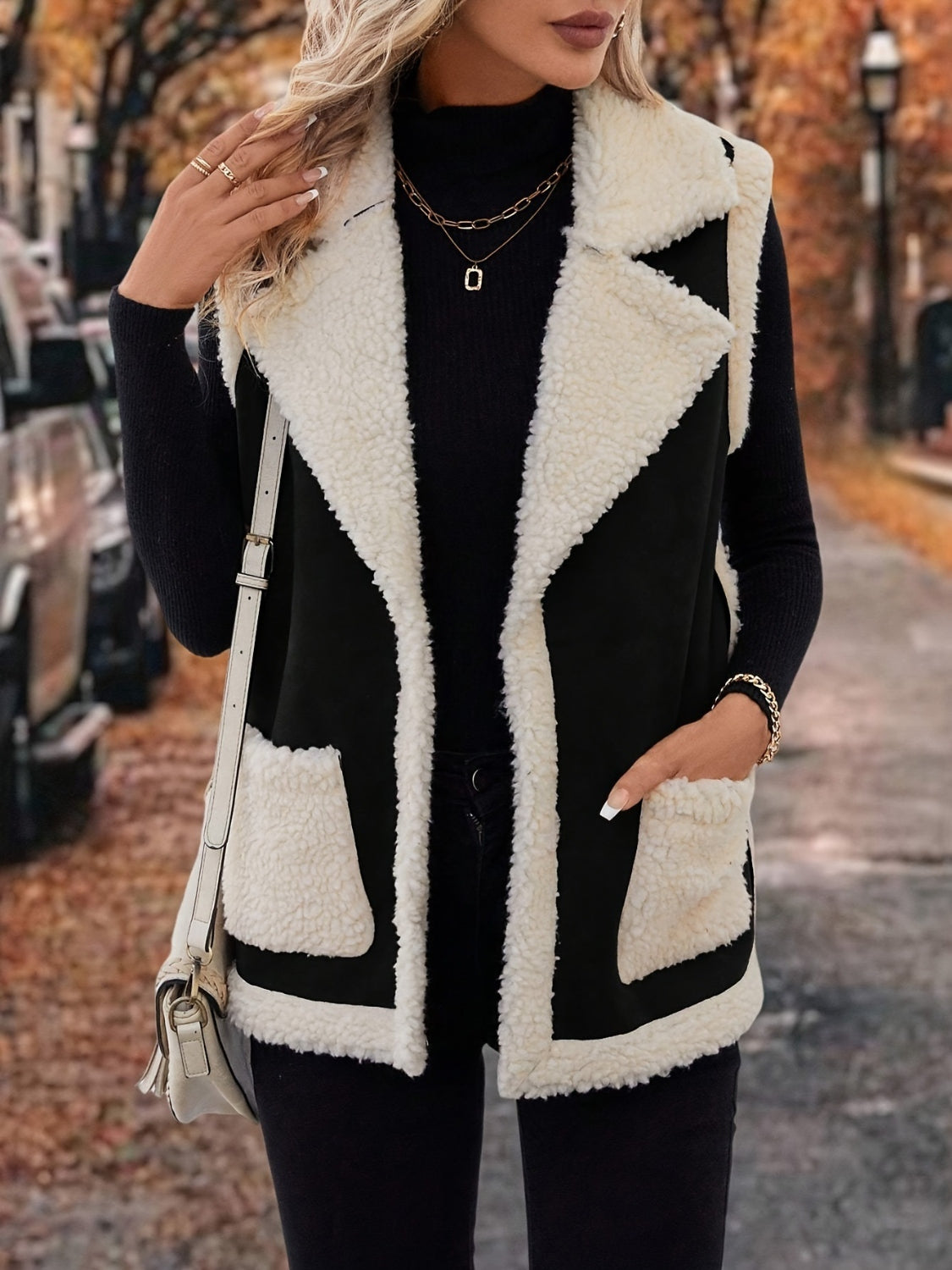 Open Front Sherpa Vest Coat