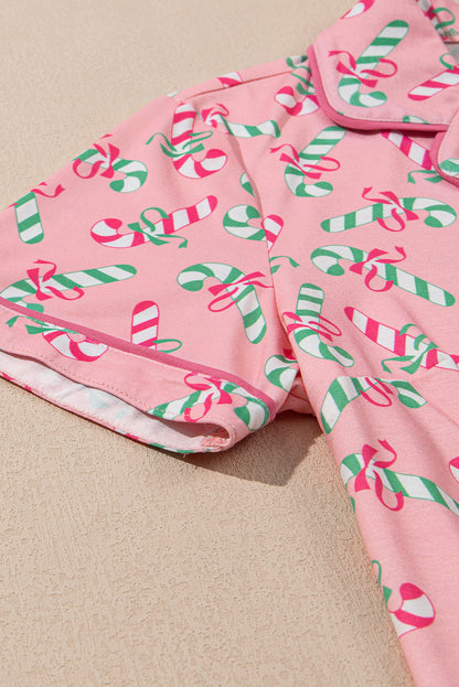 Pink Christmas Print Pajama Set