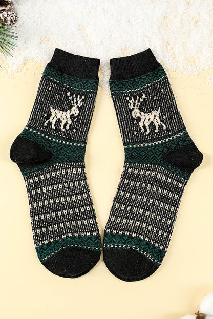 Blackish Green Christmas Socks