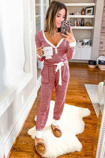 Red Striped Pajama Set