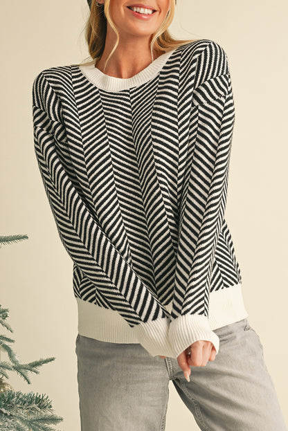 Black Contrast Edge Sweater