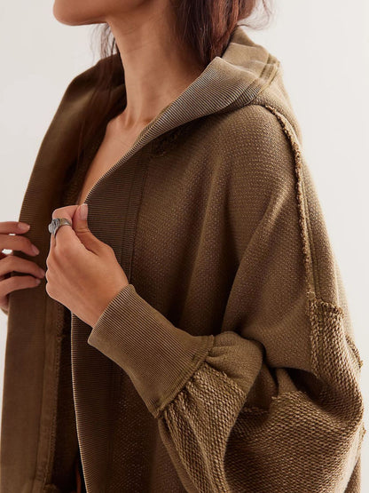 Exposed Seam Hooded Cardigan