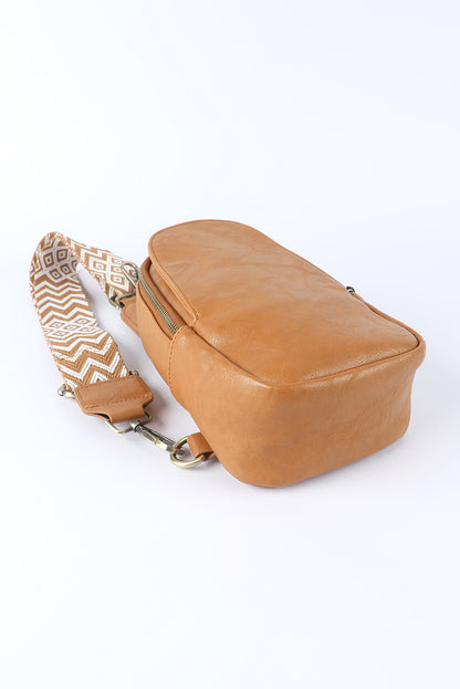 Brown Faux Leather Sling Bag