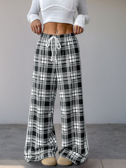 Perfee Plaid Wide Leg Pants