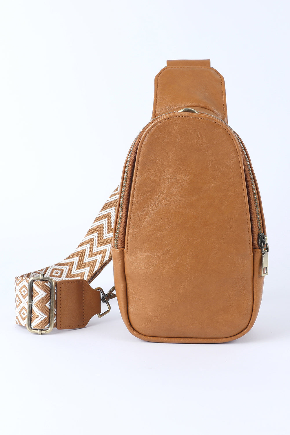 Brown Faux Leather Sling Bag